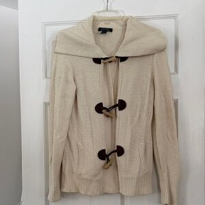 Ralph Lauren Cream Cardigan with Toggle Closures Medium